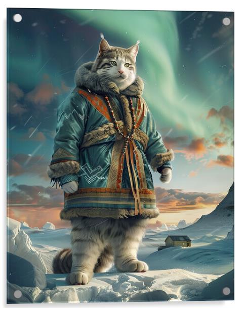 Arctic Anthropomorphic Cat Acrylic by Steve Smith