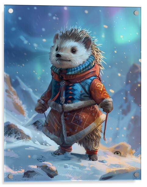 Arctic Anthropomorphic Hedgehog Acrylic by Steve Smith