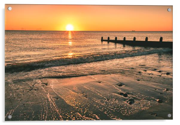 Withernsea Beach Sunrise, East Yorkshire Acrylic by Tim Hill