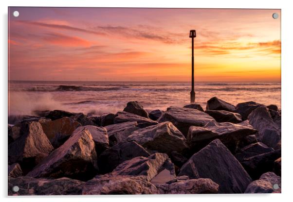 Majestic Sunrise Over Withernsea Beach Acrylic by Tim Hill