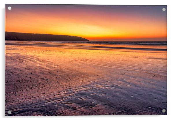 Golden Sunrise on Filey Beach Acrylic by Tim Hill