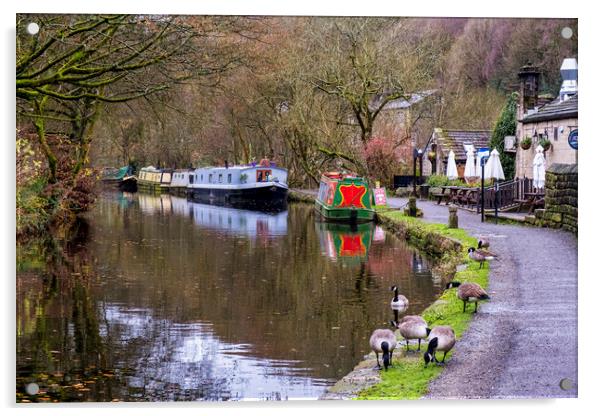 Rochdale Canal Hebden Bridge Acrylic by Tim Hill