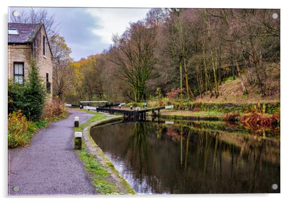 Rochdale Canal Hebden Bridge Acrylic by Tim Hill