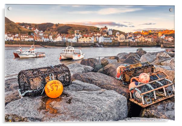 Staithes village Yorkshire Acrylic by Tim Hill