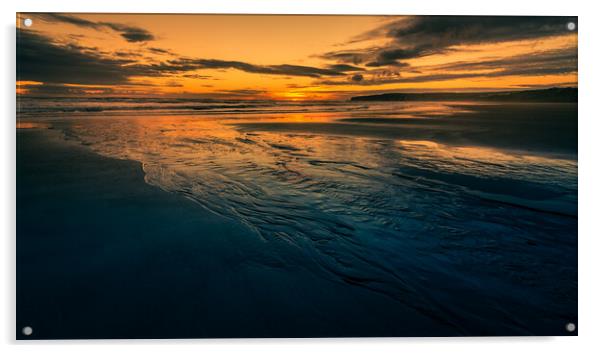 Filey Beach Sunrise Acrylic by Tim Hill