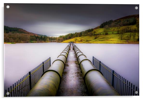 Ladybower Reservoir Water Pipes Acrylic by Tim Hill