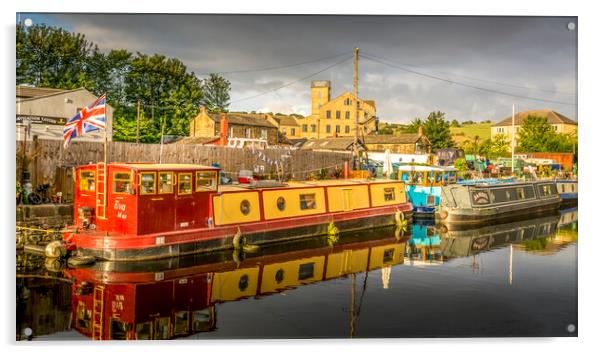 Narrow Boats on Mirfield Canal Acrylic by Tim Hill