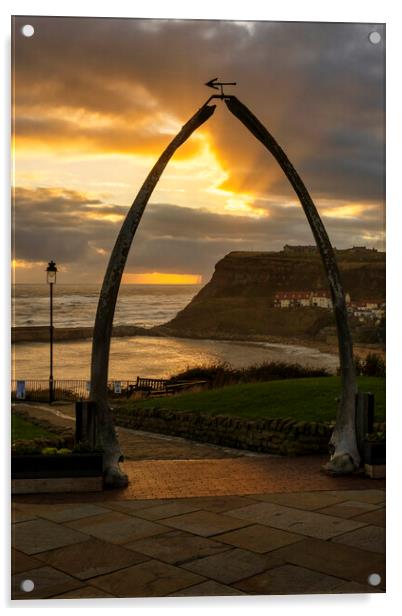 Whitby Whalebones At Sunrise Acrylic by Tim Hill