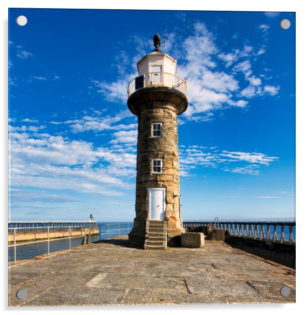 Whitby pier Lighthouse Acrylic by Tim Hill