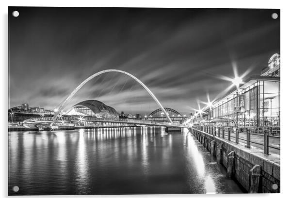 Illuminated Newcastle Quays Acrylic by Tim Hill
