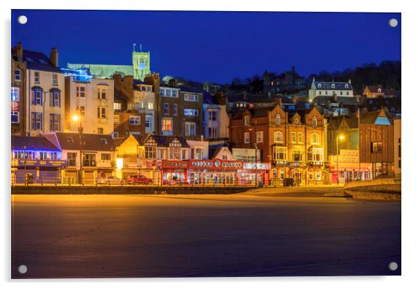 Scarborough Seafront at Night Acrylic by Tim Hill
