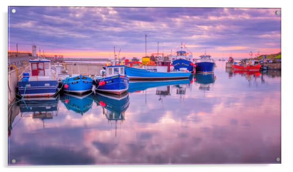 Seahouses Harbour Acrylic by Tim Hill
