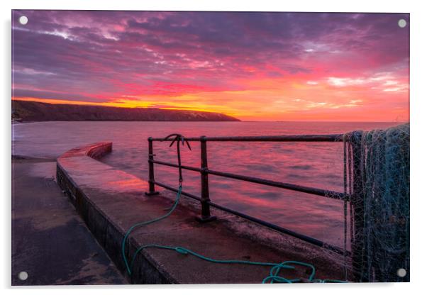 Filey Brigg Sunrise from Filey Boat Ramp Acrylic by Tim Hill
