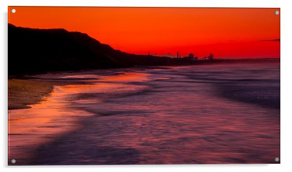 Redcar Steelworks at Sunset Acrylic by Tim Hill