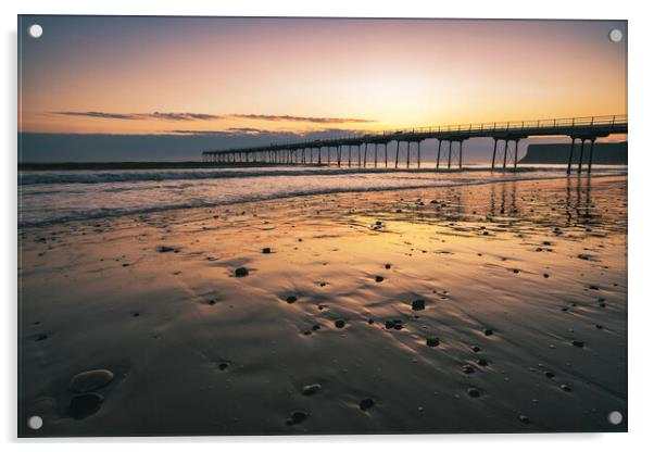 Saltburn Beach at Sunrise Acrylic by Tim Hill