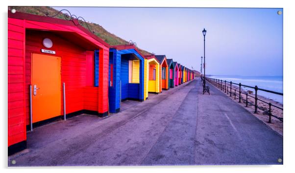 Vibrant Colours of the Iconic Saltburn Beach Huts Acrylic by Tim Hill