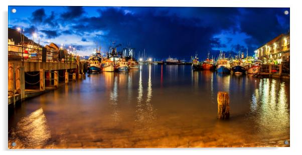 Tranquil Blue Hour at Scarborough Harbour Acrylic by Tim Hill