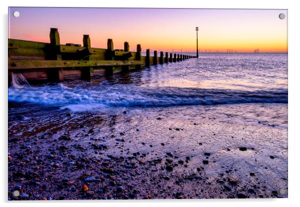 Withernsea Beach Seascape Acrylic by Tim Hill