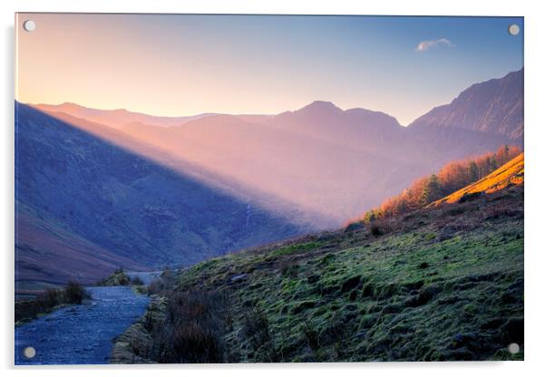 Haystacks Sunrise, Buttermere Acrylic by Tim Hill