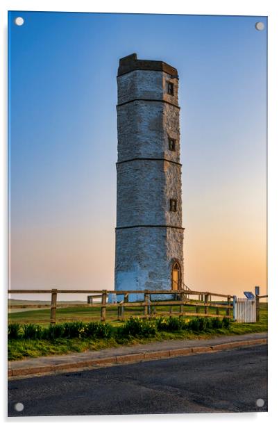 Flamborough Old Lighthouse Acrylic by Tim Hill