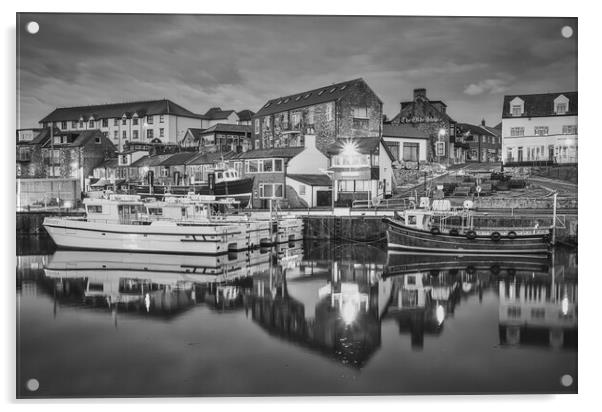 Seahouses Black and White Acrylic by Tim Hill