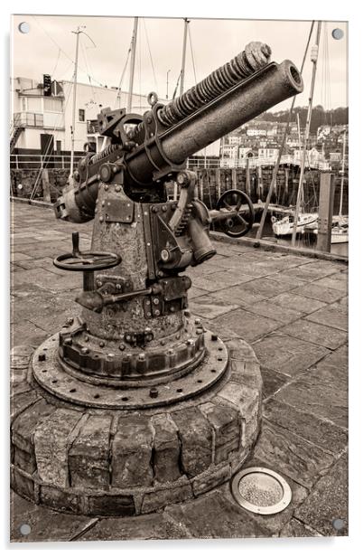 Scarborough Vickers Gun on Vincent Pier Acrylic by Tim Hill