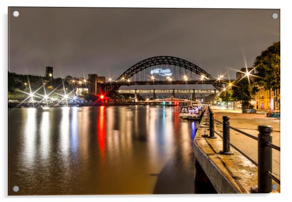 Newcastle Quayside at Night Acrylic by Tim Hill