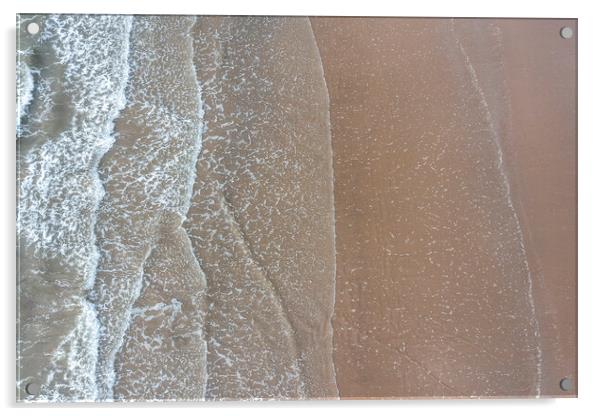 Filey Beach Waves from Above Acrylic by Tim Hill