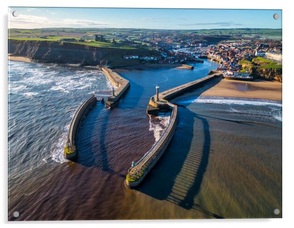 Whitby Harbour Entrance from Above Acrylic by Tim Hill