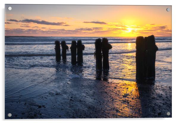 Sandsend Sunrise Yorkshire Coast Acrylic by Tim Hill
