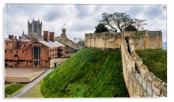 Lincoln Castle Wall to Lincoln Cathedral Acrylic by Tim Hill