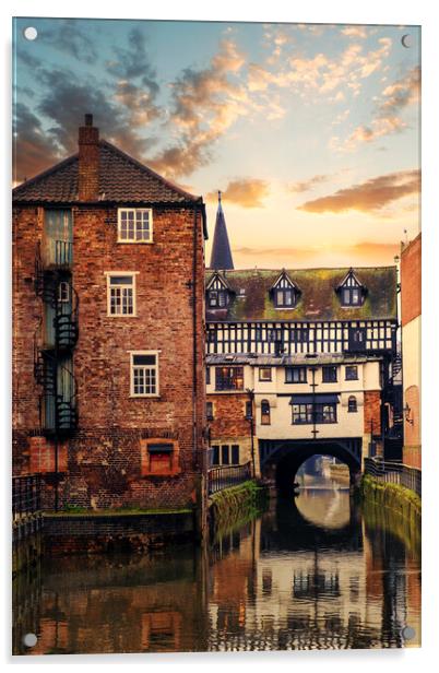 High Bridge Lincoln, England Acrylic by Tim Hill