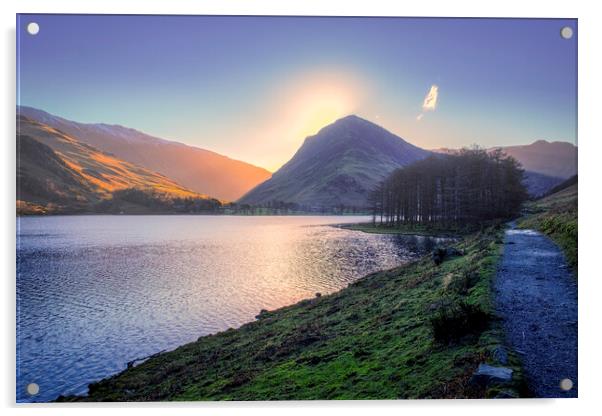Fleetwith Pike Sunrise, Buttermere Acrylic by Tim Hill