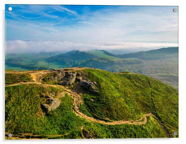 Roseberry Topping: Lone Runner Acrylic by Tim Hill