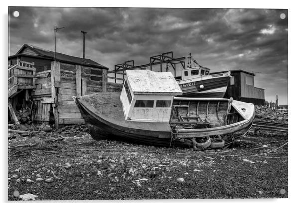 Paddy's Hole, South Gare: Black and White Acrylic by Tim Hill