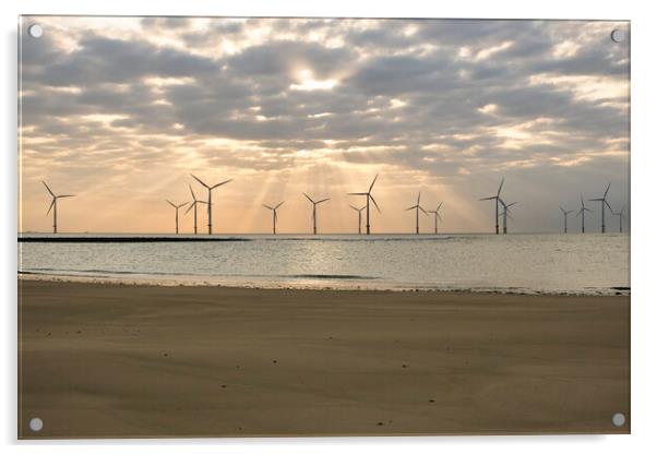 Redcar Wind Farm at South Gare Acrylic by Tim Hill