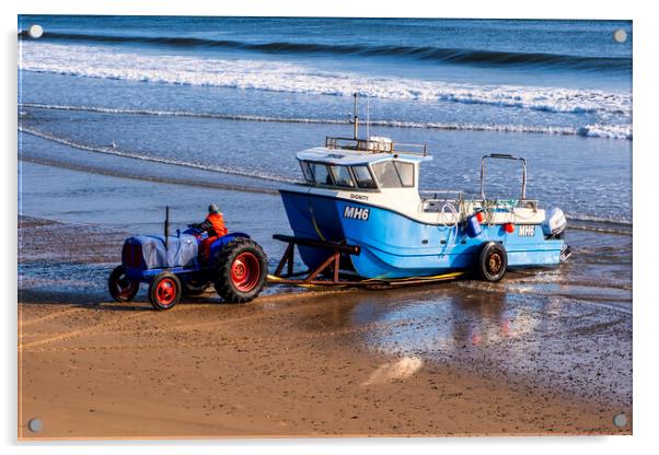 Redcar Beach Tractor: Redcar Fishing Fleet Acrylic by Tim Hill
