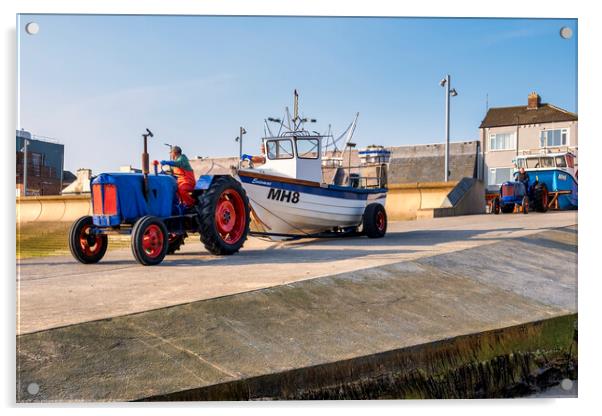 Redcar Fishing Boats: Redcar Seafront Acrylic by Tim Hill
