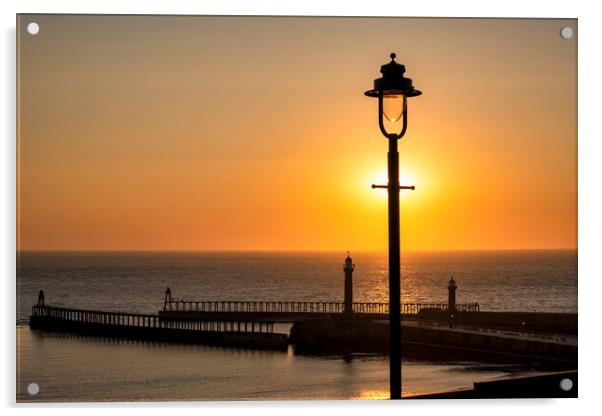 Whitby Sunrise Silhouettes  Acrylic by Tim Hill