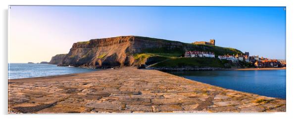 Whitby East Cliff Panoramic Acrylic by Tim Hill
