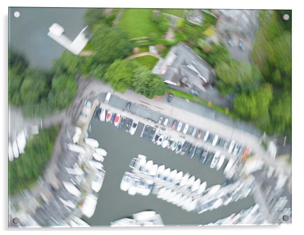 Drone Zoom Blur Art: Windermere Yacht Marina Acrylic by Tim Hill