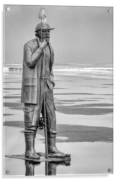 Filey Fisherman Sculpture Art Acrylic by Tim Hill