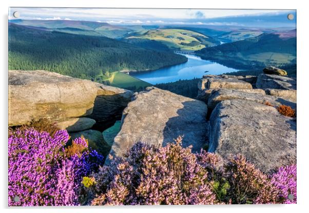 Ladybower from Bamford Edge Acrylic by Tim Hill