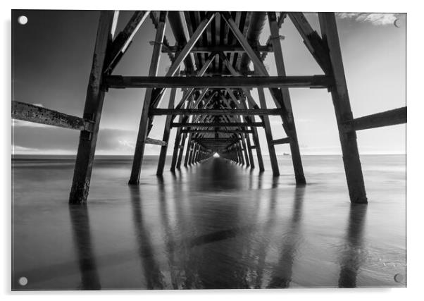 Steetley Pier Black and White Acrylic by Tim Hill