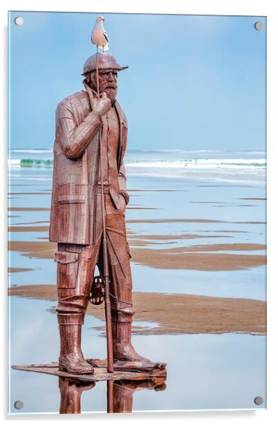 Filey Fisherman Sculpture Art Acrylic by Tim Hill