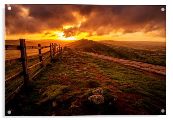 Great Ridge Sunrise Peak District Acrylic by Tim Hill