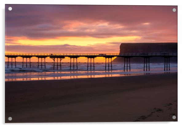 September Sunrise: Saltburn by the sea Acrylic by Tim Hill