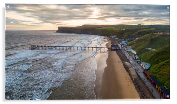 Saltburn Seafront to Hunt cliff Acrylic by Tim Hill
