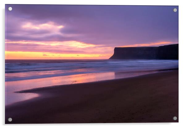 Hunt cliff Sunrise Seascape: Saltburn by the Sea Acrylic by Tim Hill