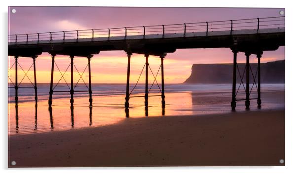 Saltburn by the sea: September Sunrise Acrylic by Tim Hill